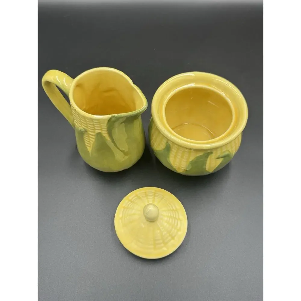 Vintage Shawnee Corn King Lidded Sugar & Creamer Set - MCM